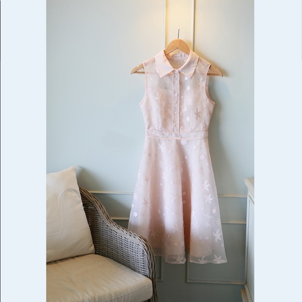 New Organza Embroidered Sleeveless Dress